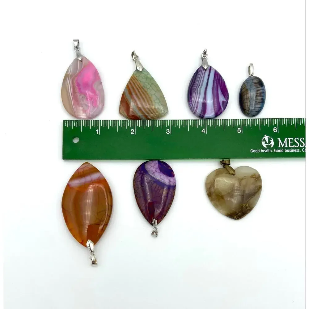 Destash Lot 18 Stone Pendants and Bails Jewelry Making & 1 Glass Pendant Lot #2